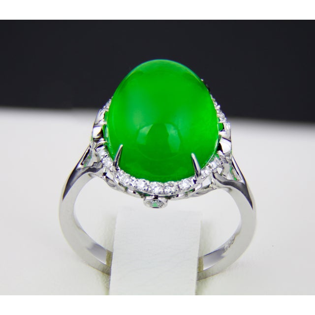Green Jade 14k Gold Ring For Sale - Image 4 of 7