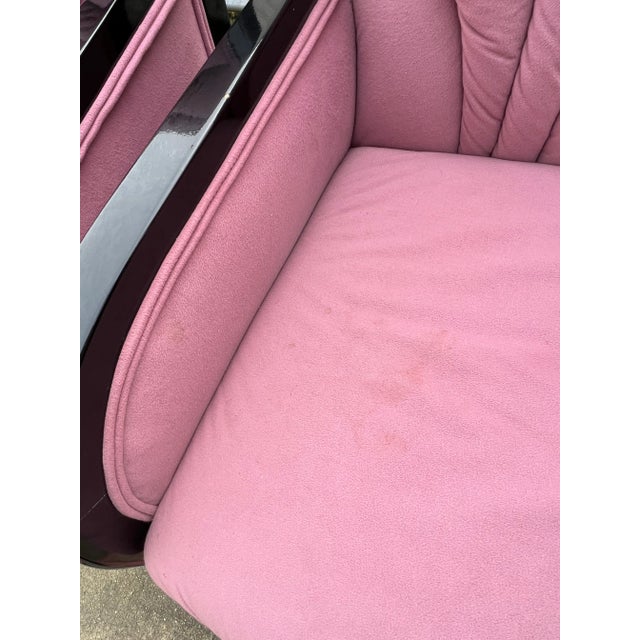 Pink 1980s Black Lacquered Pink Velvet Dining Chairs - a Set of 4 For Sale - Image 8 of 12