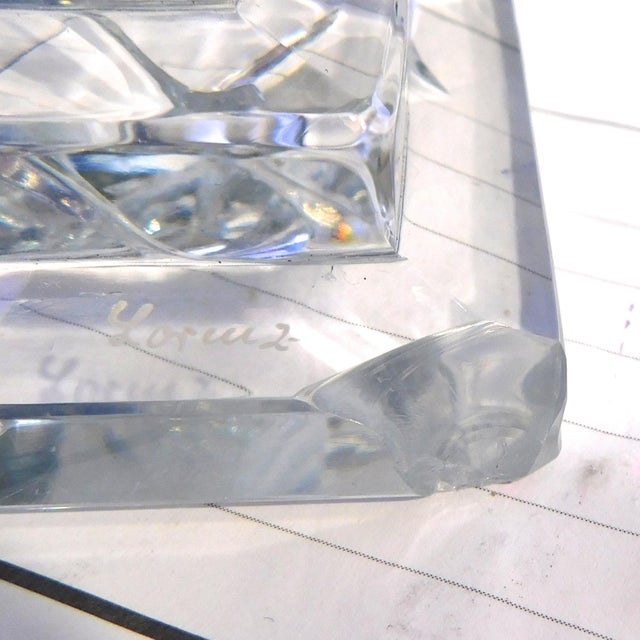 1940s Very Large Blue Cut to Cear Vase With Peacock Design For Sale - Image 10 of 11