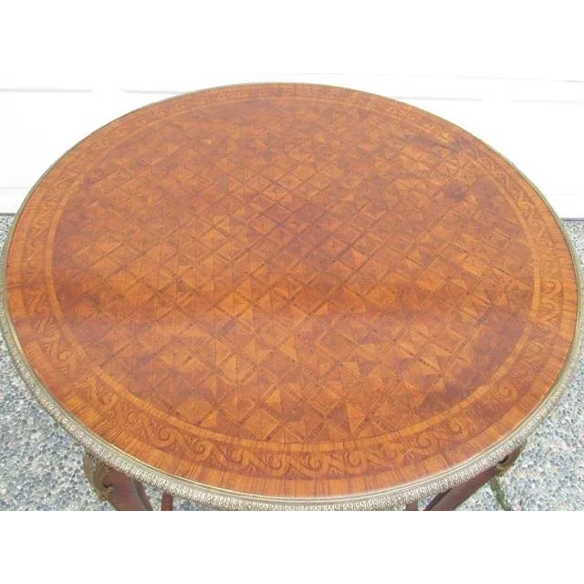 French Antique French Parquetry Gueridon Table Signed F. Linke For Sale - Image 3 of 12