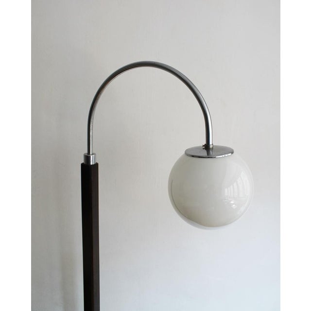 Modernist Floor Lamp in Glass, Wood, and Steel with Shelves, 1950s For Sale - Image 13 of 16