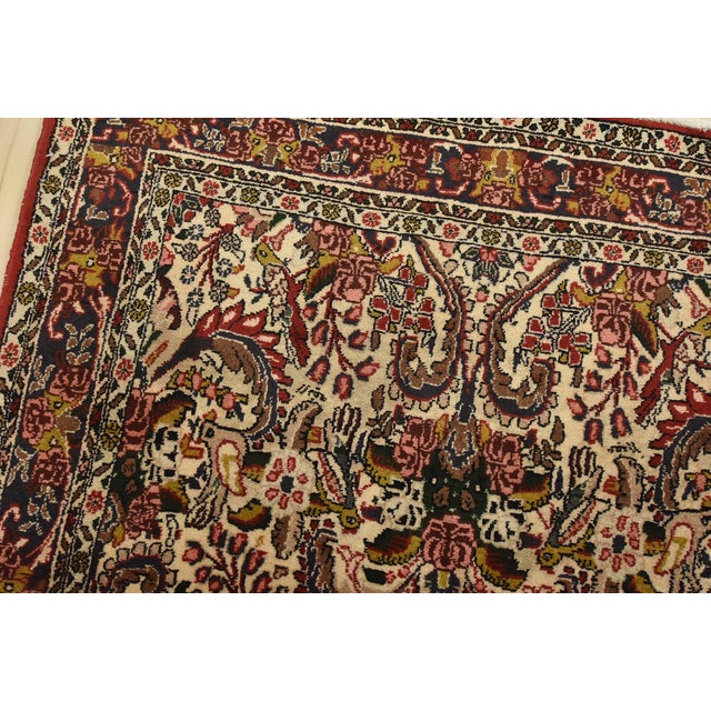 Fine Bidjar Rug 3’11” X 4’7” Ivory Wool Vintage Hand-Knotted Oriental Carpet For Sale In Philadelphia - Image 6 of 12