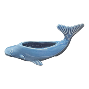 Vintage Ceramic Blue Humpback Whale Planter/Vase