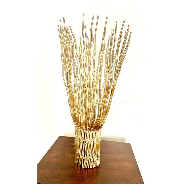 Metal Hollywood Regency Modern Contemporary Metal Goldtone Large Candle Holder For Sale - Image 7 of 7