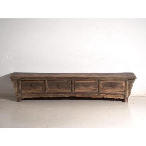 Low Antique Pine Table with Drawers, China, 1900 For Sale - Image 6 of 12