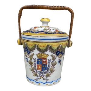 French Faience Biscuit Barrel Desvres Circa 1900