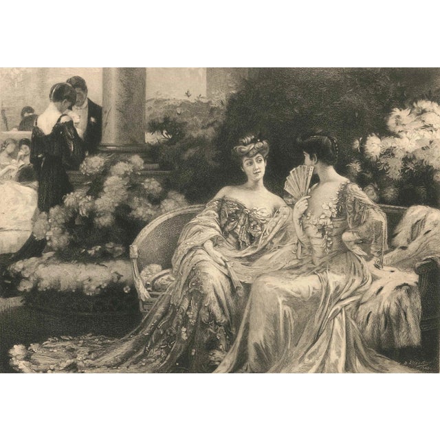 Confidences - Original Etching by Alfred Boulot - 1900-1930 For Sale - Image 3 of 3