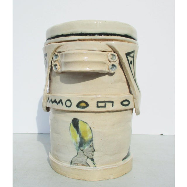 Mid-Century Modern Ceramic Ice Bucket in Egypto-Hollywood Vintage 70s' For Sale - Image 3 of 11
