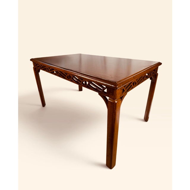 Wood Mid Century Chinese Chippendale Fretwork Cocktail Table For Sale - Image 7 of 18