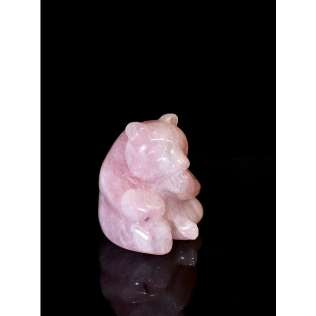 Early 21st Century Rose Quartz Bear Pink Gemstone Statue Adorable For Sale - Image 5 of 9