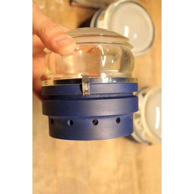 Blue Fresnel Wall Lamp from Oluce, 1960s, in Very Good conditions. Designed 1960 to 1969 European Plug (up to 250V).The...