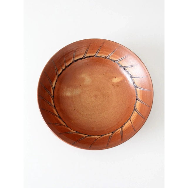 Terra Cotta Vintage Studio Pottery Bowl For Sale - Image 8 of 9