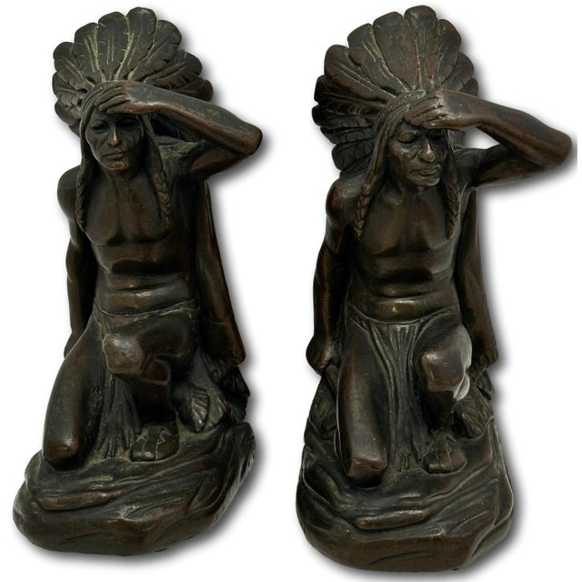 This Really is a Great Looking and Very Unusual Pair of Authentic Antique Native American Indian Motif Bookends. American...