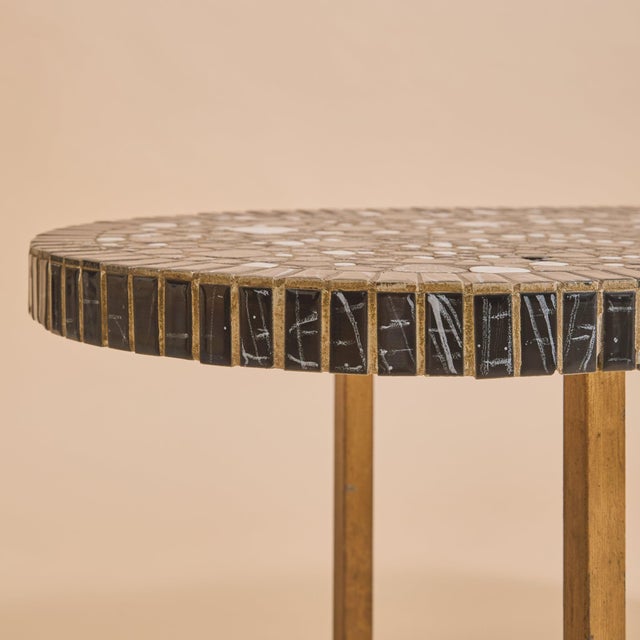 French Mosaic Coffee Table with Brass Base, 1960s For Sale - Image 4 of 13