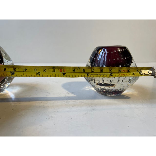 Scandinavian Modern Purple Glass Candleholders attributed to Eystein Sandne for Magnor, 1960s, Set of 2 For Sale - Image 6 of 7