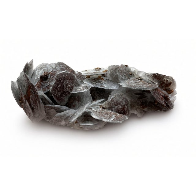 Hand-selected natural mineral cluster of interlocking calcite blades. Thin, overlapping, unusual tabular "scale" light-...