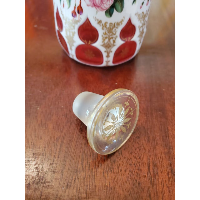 Antique Bohemian Glass Moser Overlay Ruby Bottle For Sale - Image 10 of 10