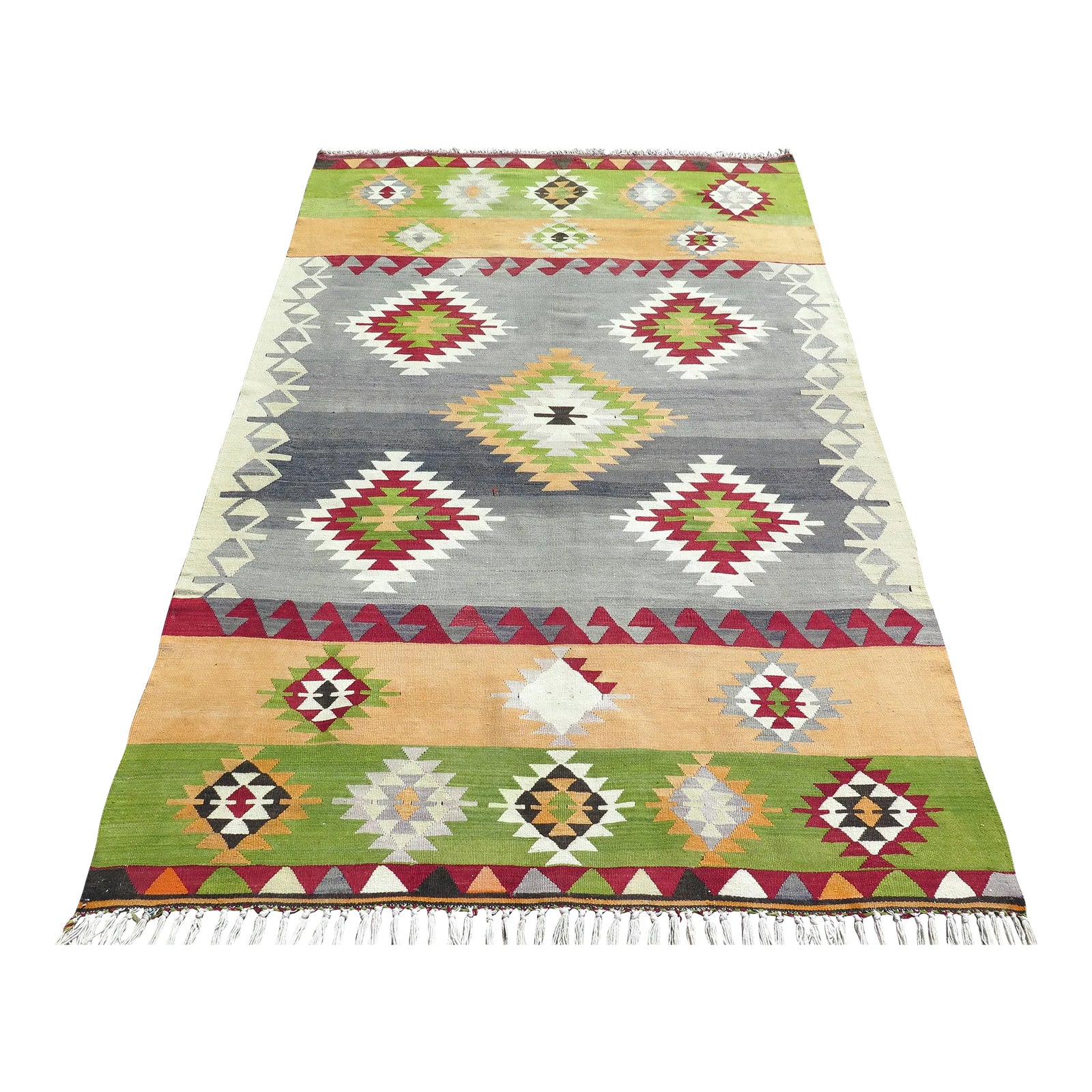 Mid 20th Century 1960's Pastel Colors Handwoven Turkish Wool Kilim ...