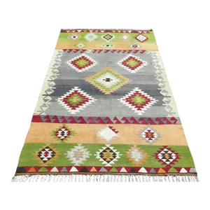 Mid 20th Century 1960's Pastel Colors Handwoven Turkish Wool Kilim Bohemian Area Rug