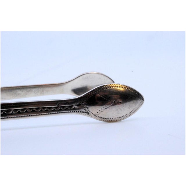 Metal Silver Sugar Tongs with Engraved Elements and Edge Friezes For Sale - Image 7 of 9