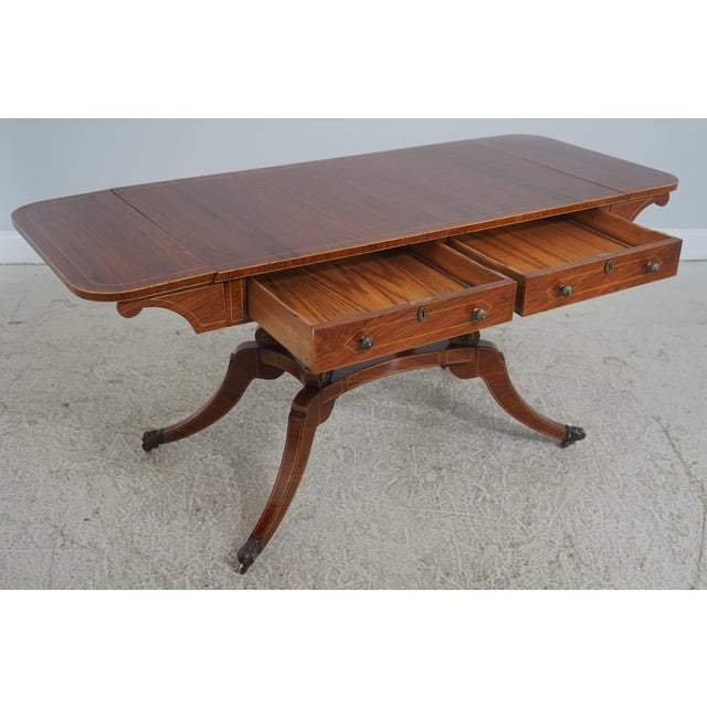 Traditional 1990s Rosewood Vintage Bench Made Regency Style Dropleaf Library Table For Sale - Image 3 of 18