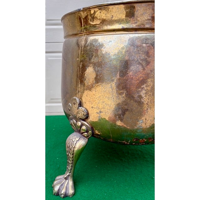 Vintage English Brass Lion Handle Footed Cachepot Planter For Sale In Los Angeles - Image 6 of 7