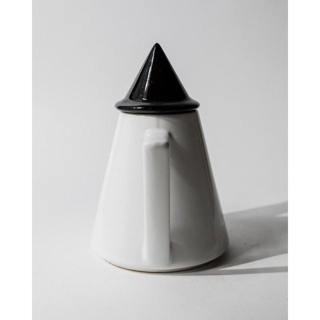 Postmodern Vintage Postmodern Triangular Black and White Ceramic Coffee or Tea Pot, 1980s For Sale - Image 3 of 11