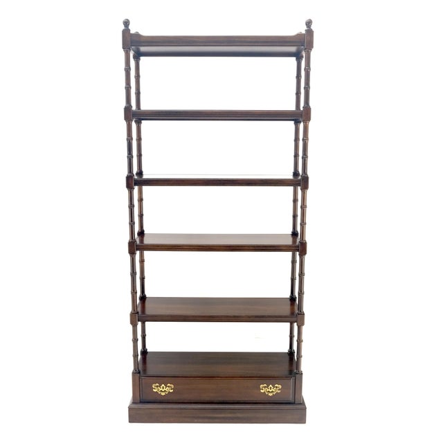 Faux Bamboo 6 Tier One Drawer Etagere Solid Cherry MINT For Sale - Image 13 of 13