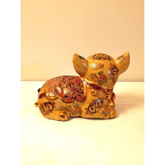 1980s Chinoiserie Large Porcelain Pig Statement Piece Imari Brocade Statue Hollywood Regency Home Decor For Sale - Image 5 of 10
