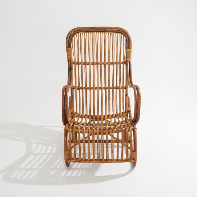 Mid-Century Modern Rattan Lounge Chair, 1950s For Sale - Image 3 of 13