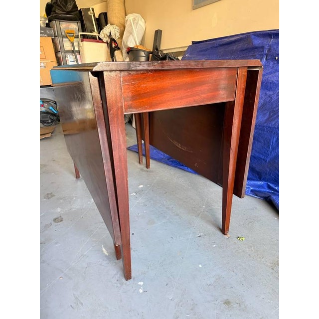 Vintage Federal Style Solid Wood Drop Leaf Dining Table For Sale - Image 12 of 18