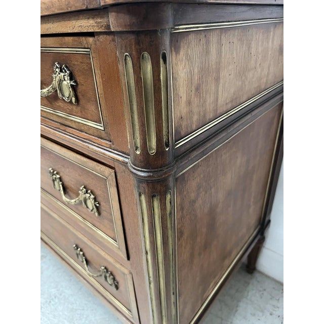 Louis XVI Style Mahogany Chest of Drawers with Grey Veined Marble Top For Sale - Image 10 of 14