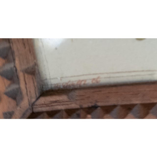 Early 20th Century Folk Art Tramp Art Double Picture Frame With Watercolors For Sale - Image 12 of 15