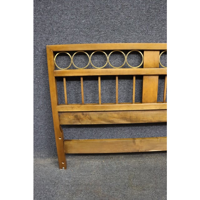 Baker Furniture Walnut and Brass Ring King Headboard For Sale In Philadelphia - Image 6 of 8