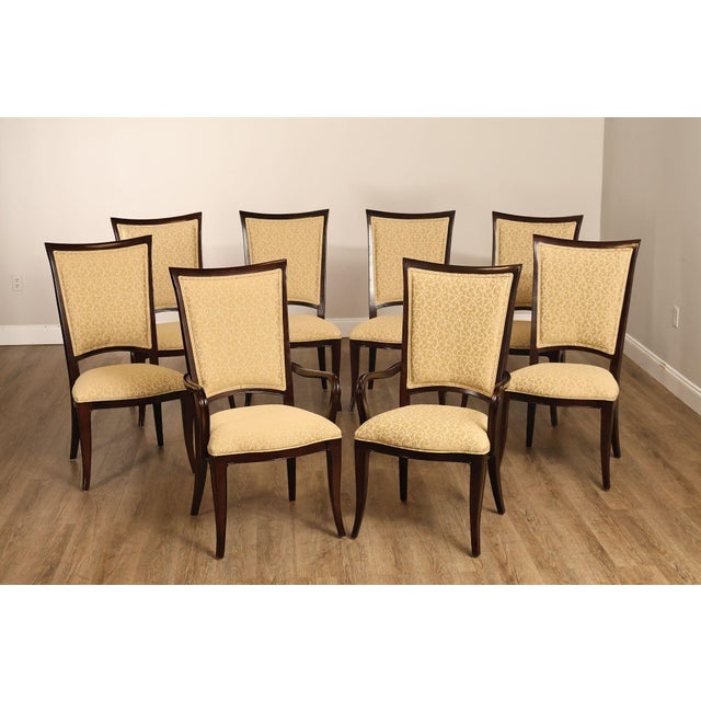High Quality Set of Eight Upholstered Mahogany Dining Chairs, Includes Two Armchairs