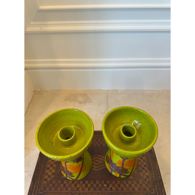 Vintage Rosenthal Netter Aldo Londi for Bitossi Art Pottery Candleholders, Made in Italy - A Pair For Sale In Los Angeles - Image 6 of 18