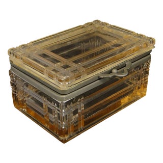 Glass Trunk with Fitting from Huta Hortensja, 1930s For Sale