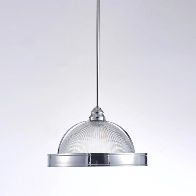 2020s Pasargad Home Natalie Rounded Glass & Polished Chrome Pendant For Sale - Image 5 of 5