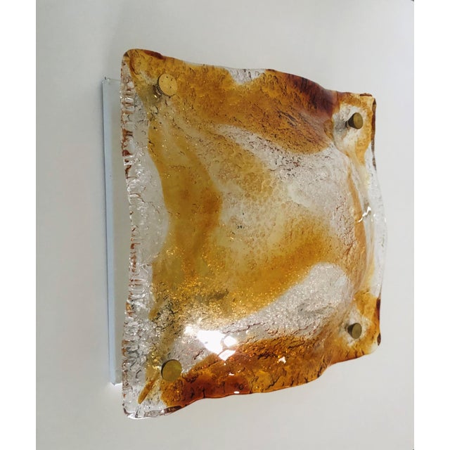AVMazzega Midcentury Modern Italian Wall Sconce in Amber Murano Glass by Mazzega, 1970s For Sale - Image 4 of 8