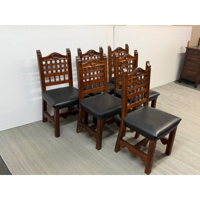 Moorish Revival Carved Dining Chairs, Set of Six For Sale - Image 4 of 16