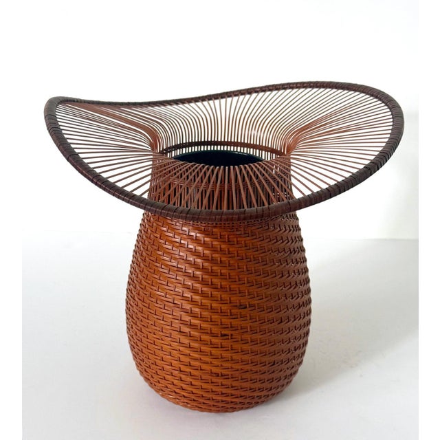 Japanese Japanese Woven Bamboo Ikebana Vase by Jin Morigami For Sale - Image 3 of 18