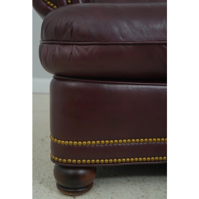 Animal Skin Hancock & Moore Burgundy Leather Loveseat Sofa For Sale - Image 7 of 18