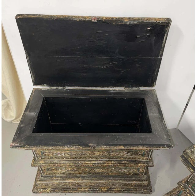 Wood Inlaid Wedding Dowry Chests - A Pair For Sale - Image 7 of 13