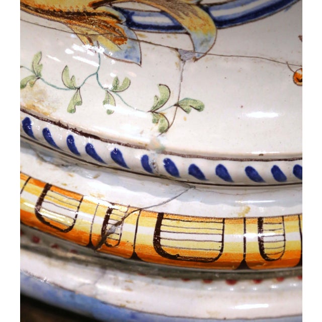 Early 20th Century Italian Faience Pedestal Column With Hand Painted Decor For Sale - Image 11 of 12
