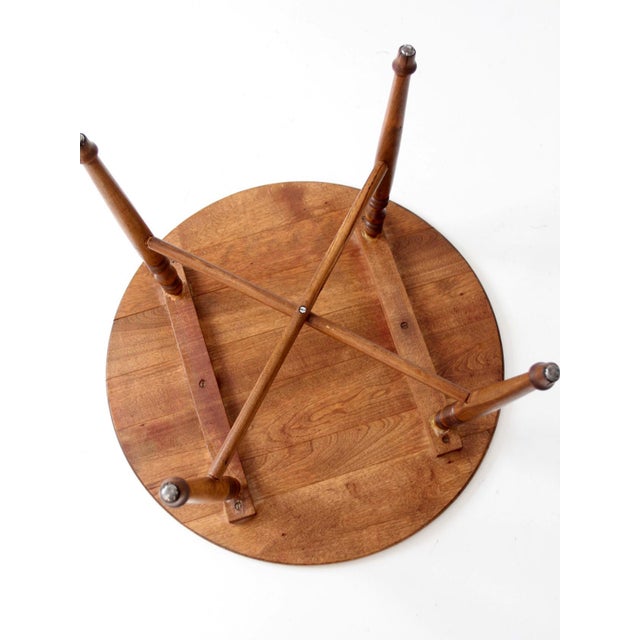 Vintage Round Wood Coffee Table With Turned Legs For Sale - Image 14 of 15