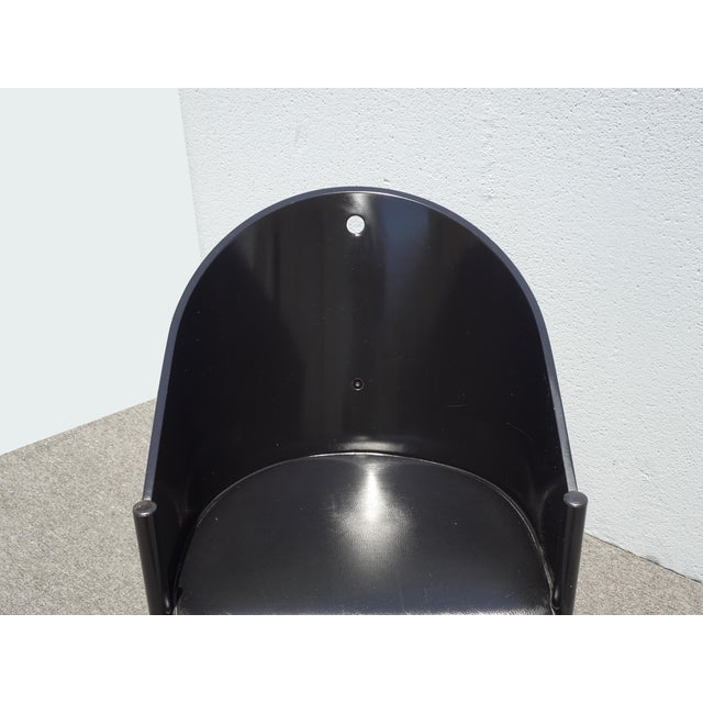 Vintage Costes Black Leather Seat Arm Chair ~ Club Chair by Philippe Starck For Sale In Los Angeles - Image 6 of 13