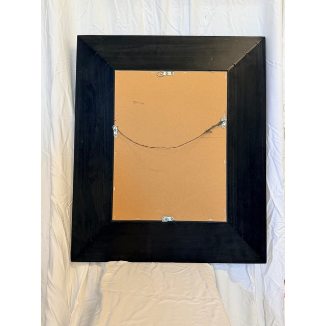 Substantial Pottery Barn wall mirror dating from approximately 1999–2007, featuring a dramatic deep-profile black frame...