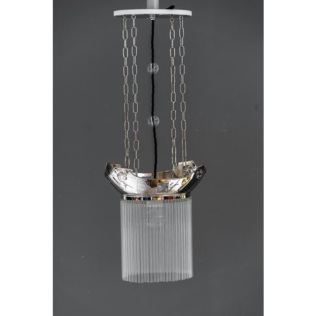 Art Deco Nickel-Plated Pendants with Glass Sticks, 1920s, Set of 3 For Sale - Image 4 of 18