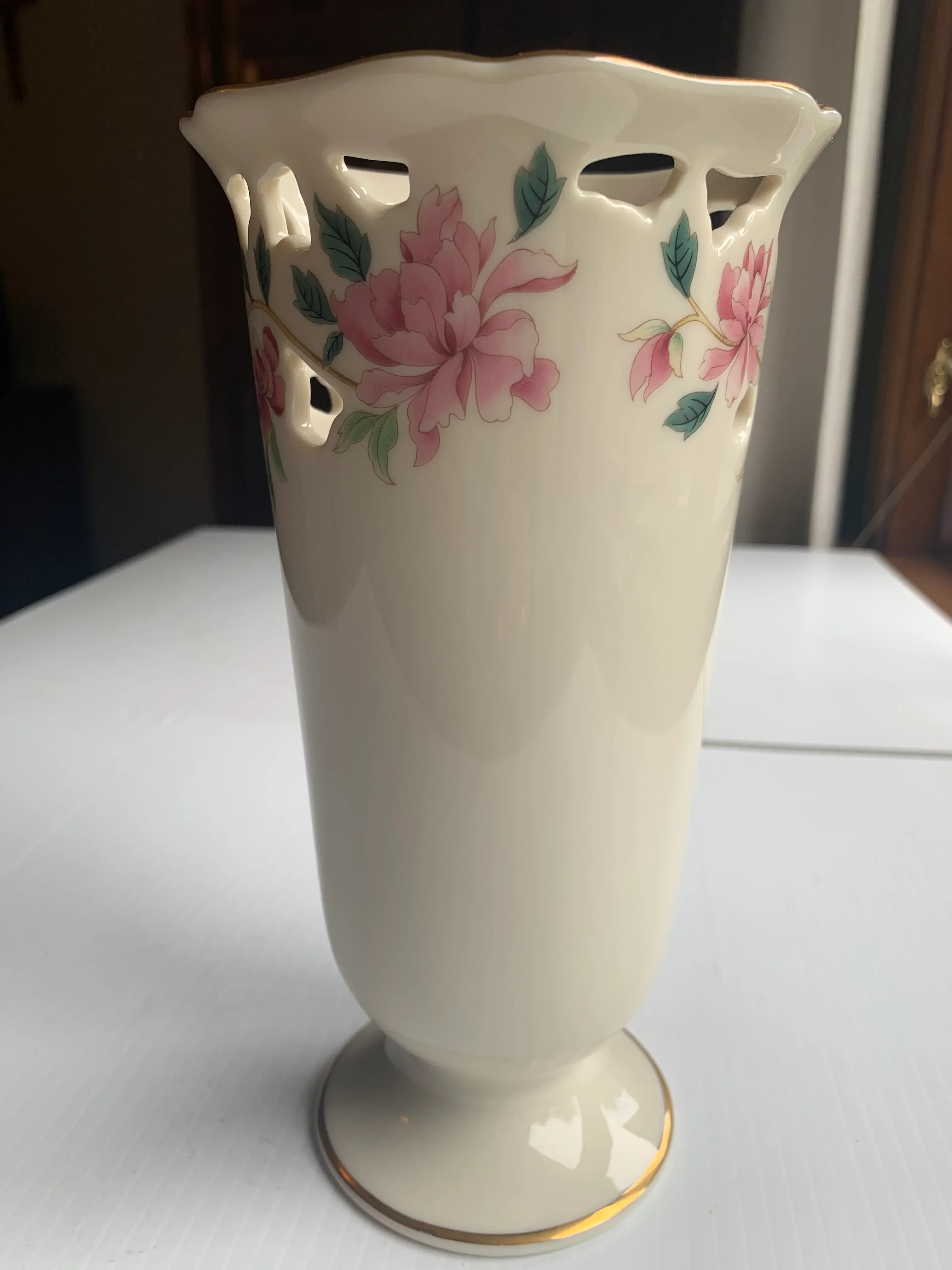 1990s Lenox Barrington Floral Vase | Chairish