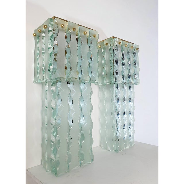 Mid-Century Large Murano Wall Sconces, Italy, Set of 2 For Sale - Image 6 of 16